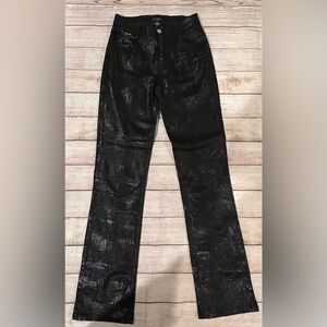 Vintage Guess Y2K 90s Black Reptile Shiny High Rise Straight Leg Pants - Size 24
